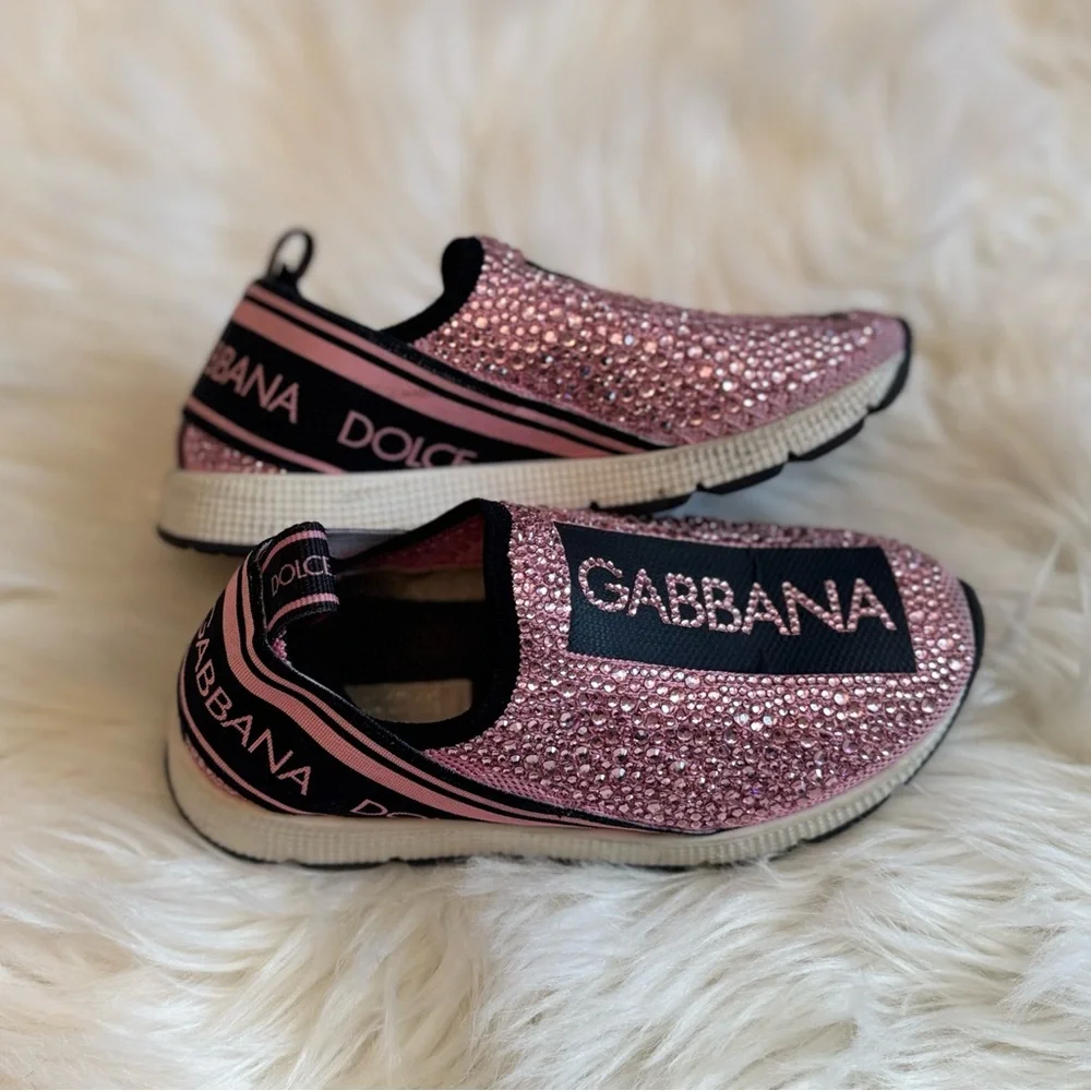 Dolce & Gabbana Kids Pink rhinestone sneakers